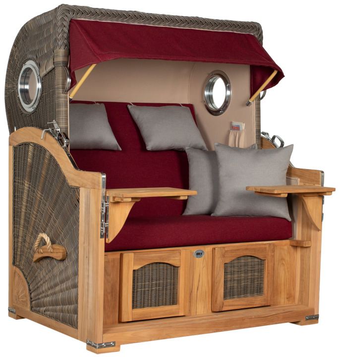 Strandkorb Rantum Grande Bullauge Teak P...